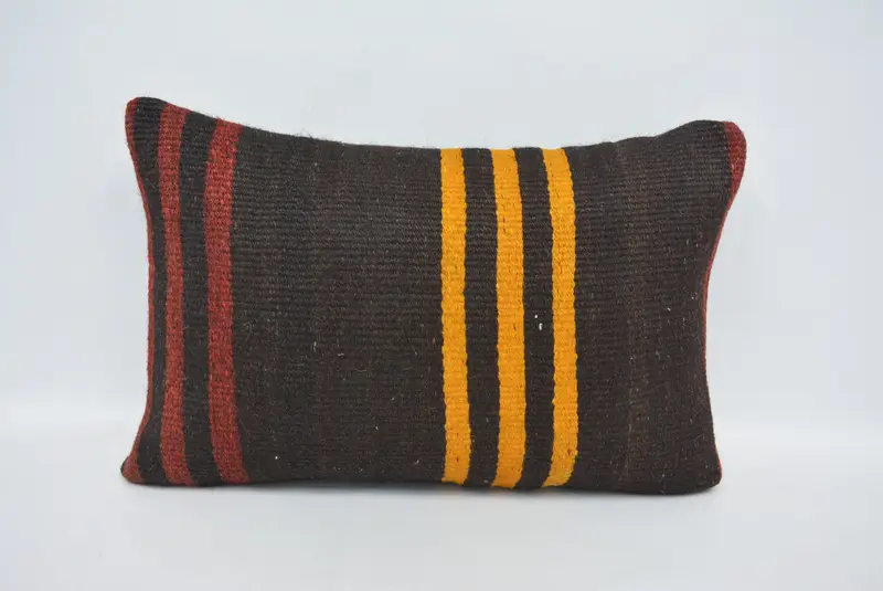 Boho Pillow Sham Cover, Southwestern Pillow Sham, Turkish Kilim Pillow, Vintage Kilim Pillow, Cotton Cushion, 16x24 Brown Cushion, Cushion - 1