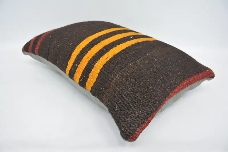 Boho Pillow Sham Cover, Southwestern Pillow Sham, Turkish Kilim Pillow, Vintage Kilim Pillow, Cotton Cushion, 16x24 Brown Cushion, Cushion - 6