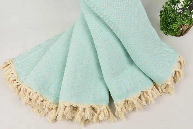 Bridesmaid Favors, Bridesmaid Gifts, First Wedding Anniversary Gift, 92x76 Cotton Chevron Towel, Turkish Blanket, Throw Blanket, Best Wedding Gift - 4