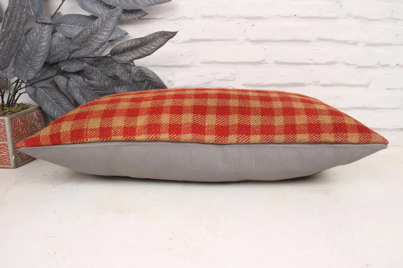 Turkish Pillow, Pillow Cover, 12x24 Red Cushion, Vintage Kilim Pillow, Customized Pillow Case, Handmade Kilim Cushion, Retro Pillow Sham - 5