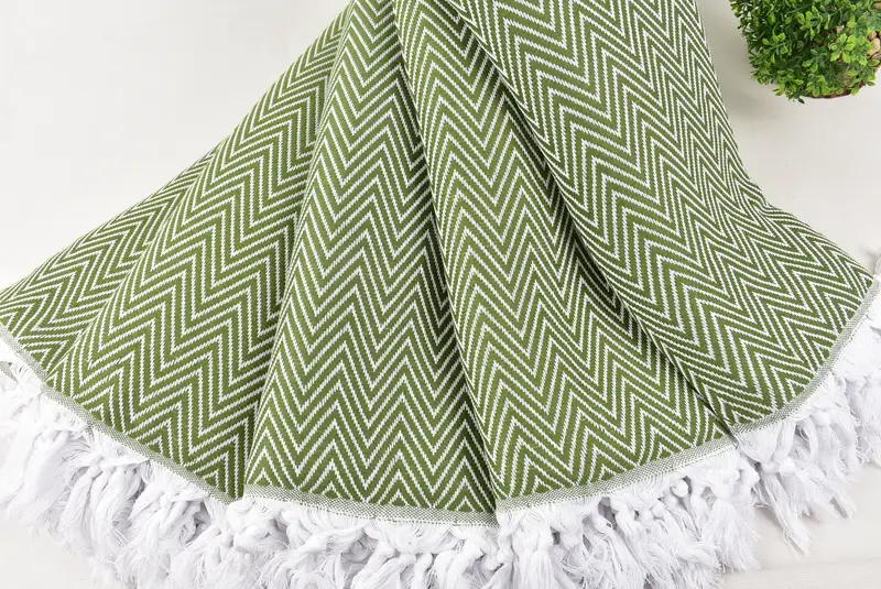 Personalized Gifts, 96x80 Cotton Chevron Towel, Throw Blanket Couch, Halloween Blanket, Housewarming Gift, Best Friend Christmas Gift, Organic Throw - 4