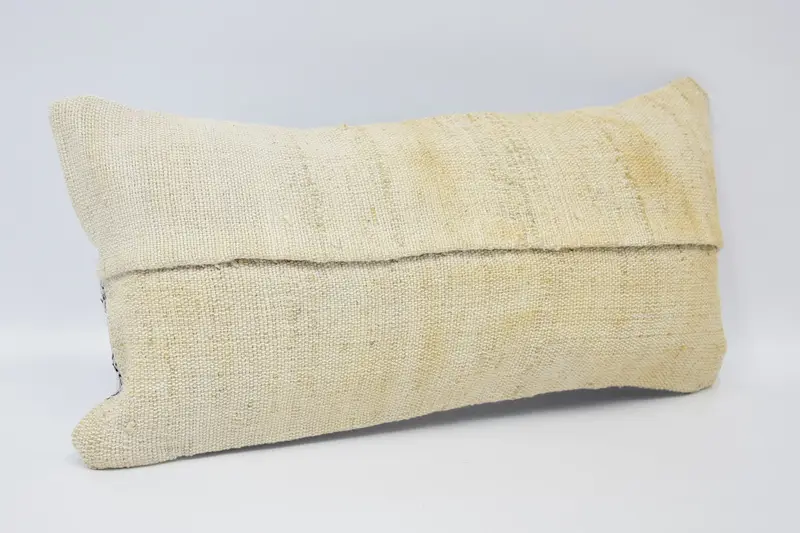 Handmade Kilim Cushion, Ottoman Pillow Case, Vintage Kilim Pillow, Natural Cushion, 8x16 Beige Cushion, Pillow Cover, Antique Pillows - 3