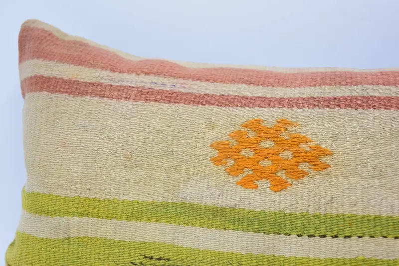 Wool Kilim Pillow Pillow Cover, 12x36 Beige Cushion Case, Pillow Case, Boho Pillow, Farmhouse Cushion, Handmade Kilim Cushion, Vintage Kilim Pillow - 2
