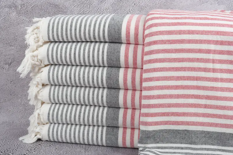 Turkish hand towel, Housewarming Gift, 68x40 Cotton Striped Terry Towel, Bridesmaid Gifts Personalized, Bachelor Towel, Turkish bath towel - 1