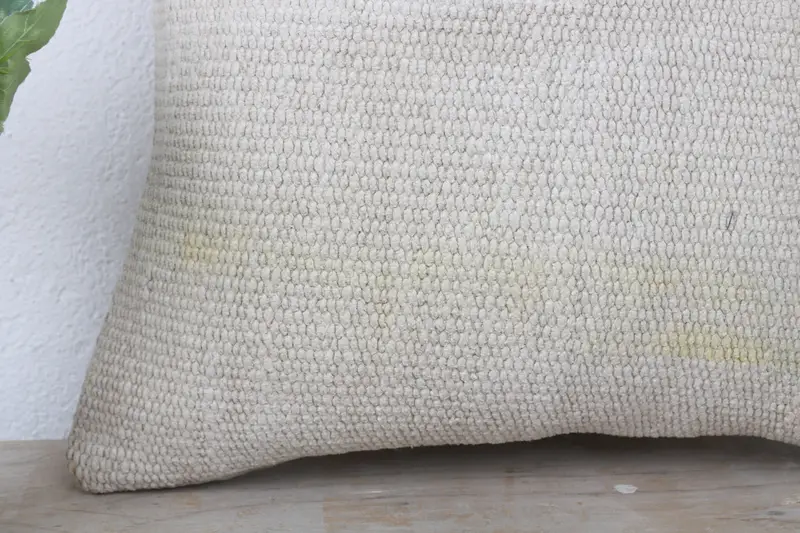 14x14 White Pillow Cover, Handmade Kilim Cushion, Bench Cushion Case, Boho Pillow Sham Cover, Throw Kilim Pillow, Car Cushion Case, Pillow Sham - 3