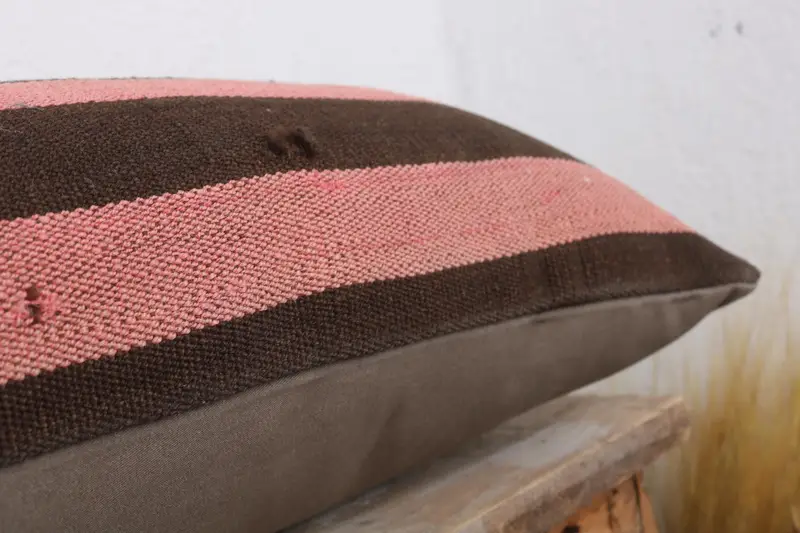 Vintage Kilim Pillow, Wool Kilim Pillow Pillow Case, Pillow Cover, 12x36 Pink Cushion Cover, Turkish Kilim Pillow, Throw Kilim Pillow - 6