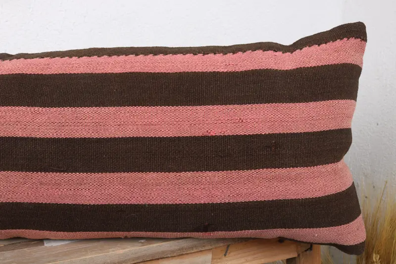 Vintage Kilim Pillow, Wool Kilim Pillow Pillow Case, Pillow Cover, 12x36 Pink Cushion Cover, Turkish Kilim Pillow, Throw Kilim Pillow - 5