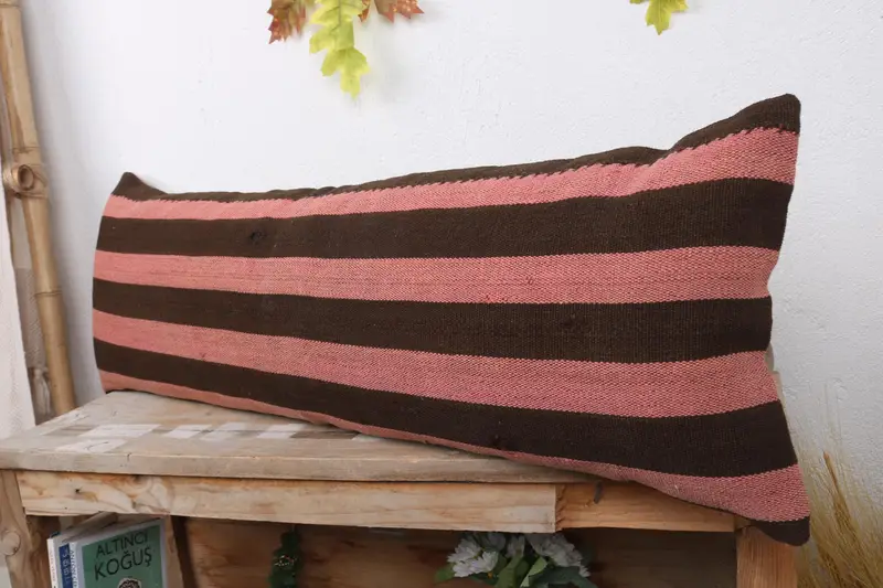 Vintage Kilim Pillow, Wool Kilim Pillow Pillow Case, Pillow Cover, 12x36 Pink Cushion Cover, Turkish Kilim Pillow, Throw Kilim Pillow - 4
