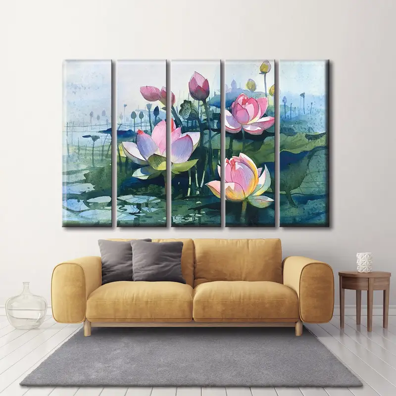Lotus Canvas, Lotus Wall Art, Flower Wall Art, Abstract Wall Art, Flower Canvas, Watercolor Print, Colorful Wall Art, Lotus Painting, - 4