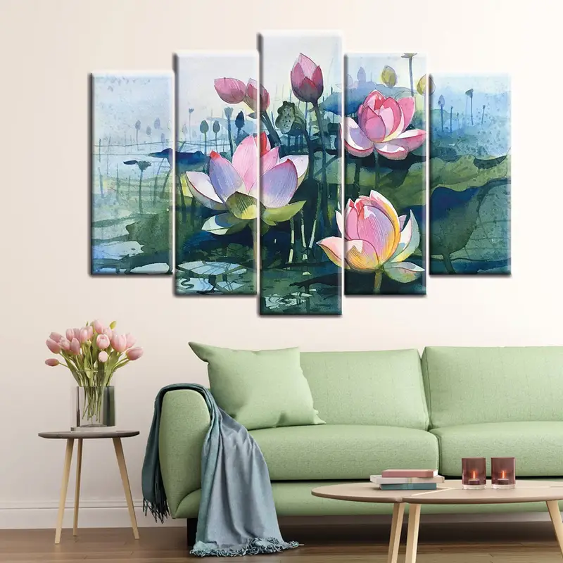 Lotus Canvas, Lotus Wall Art, Flower Wall Art, Abstract Wall Art, Flower Canvas, Watercolor Print, Colorful Wall Art, Lotus Painting, - 5