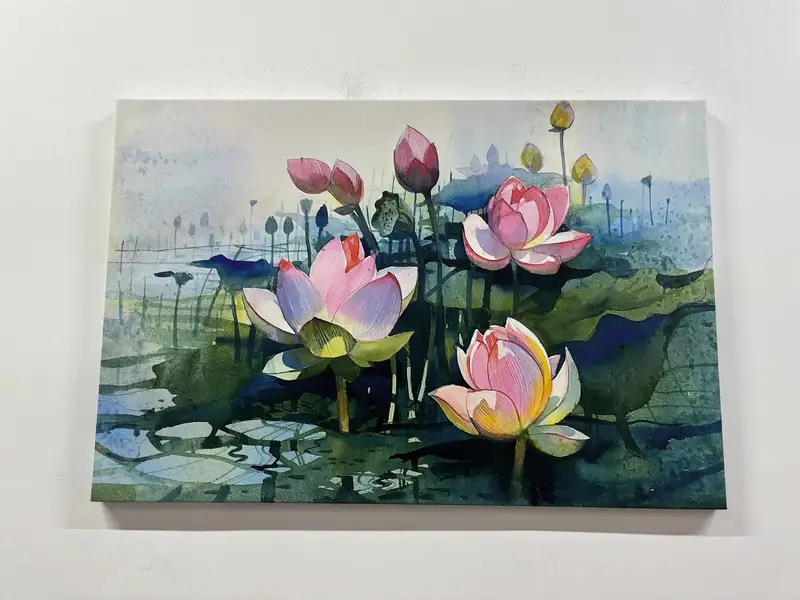 Lotus Canvas, Lotus Wall Art, Flower Wall Art, Abstract Wall Art, Flower Canvas, Watercolor Print, Colorful Wall Art, Lotus Painting, - 1