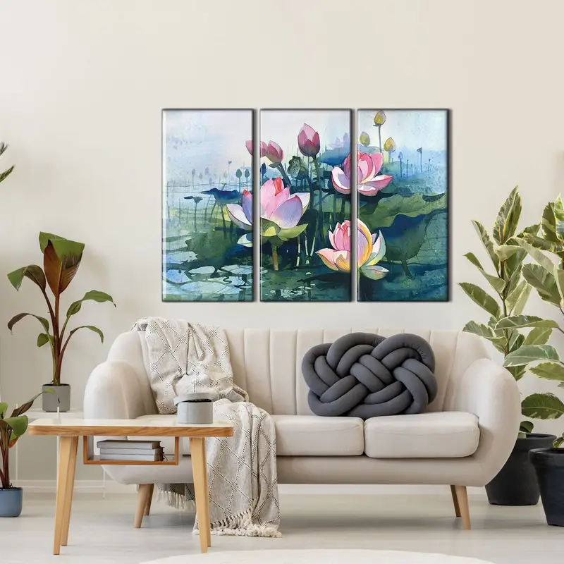 Lotus Canvas, Lotus Wall Art, Flower Wall Art, Abstract Wall Art, Flower Canvas, Watercolor Print, Colorful Wall Art, Lotus Painting, - 2