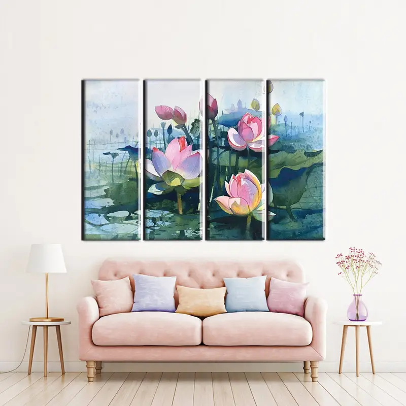 Lotus Canvas, Lotus Wall Art, Flower Wall Art, Abstract Wall Art, Flower Canvas, Watercolor Print, Colorful Wall Art, Lotus Painting, - 3