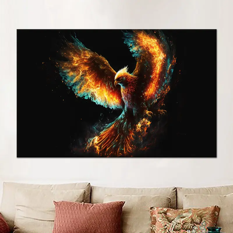 エレガントなフェニックス鳥トレンディな黒のオフィス キャンバス プリント