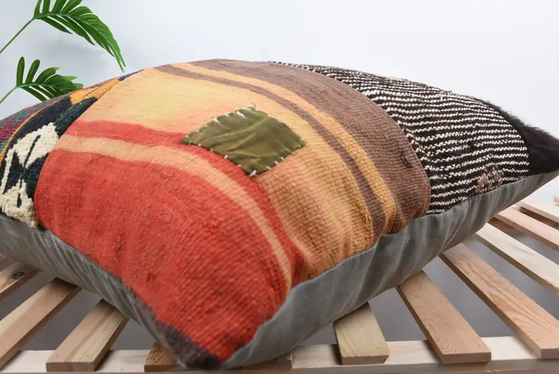 Office Chair Pillow, Pillow for Sofa, Pillow Case, Turkish Pillow, Kilim Pillow, Couch Cushion Cover, Toss Pillow Case, 28x28 Red Pillow Case - 6