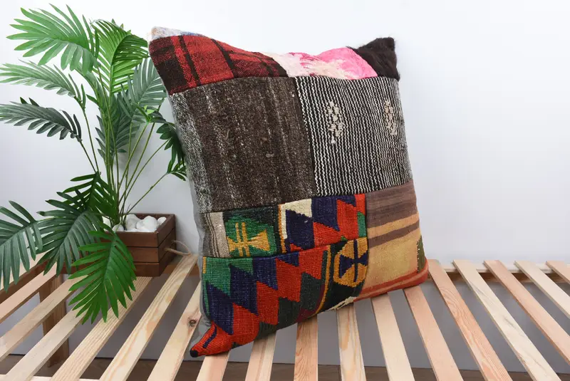 Office Chair Pillow, Pillow for Sofa, Pillow Case, Turkish Pillow, Kilim Pillow, Couch Cushion Cover, Toss Pillow Case, 28x28 Red Pillow Case - 4