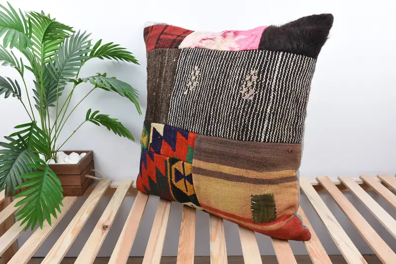 Office Chair Pillow, Pillow for Sofa, Pillow Case, Turkish Pillow, Kilim Pillow, Couch Cushion Cover, Toss Pillow Case, 28x28 Red Pillow Case - 5