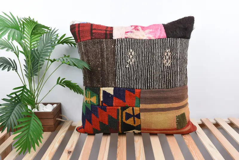 Office Chair Pillow, Pillow for Sofa, Pillow Case, Turkish Pillow, Kilim Pillow, Couch Cushion Cover, Toss Pillow Case, 28x28 Red Pillow Case - 1