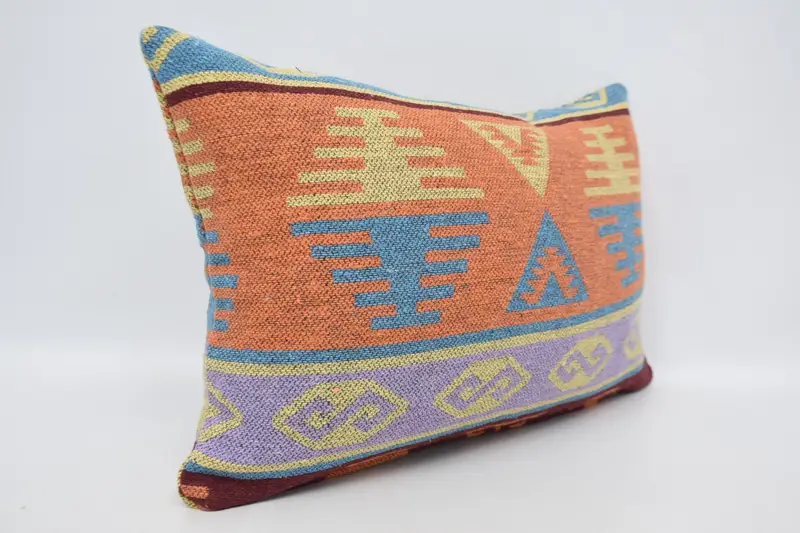 Vintage Kilim Throw Pillow, Wholesale Cushion Case, 16x24 Orange Cushion Cover, Boho Chic Cushion, Turkish Kilim Pillow, Vintage Pillow, Pillow - 3