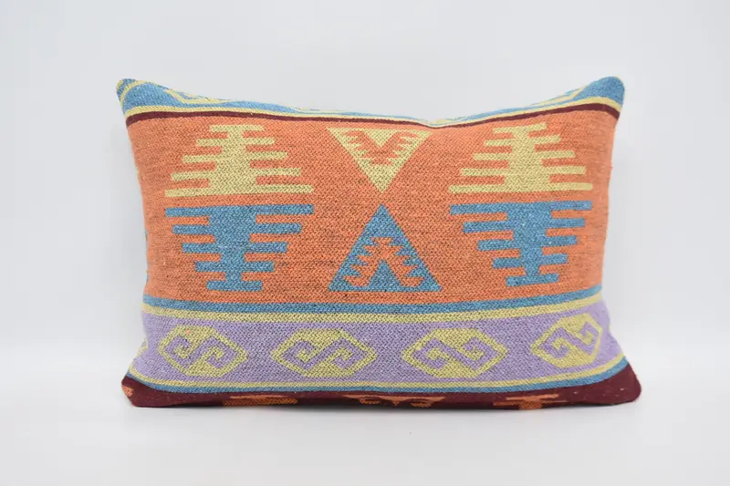 Vintage Kilim Throw Pillow, Wholesale Cushion Case, 16x24 Orange Cushion Cover, Boho Chic Cushion, Turkish Kilim Pillow, Vintage Pillow, Pillow - 1