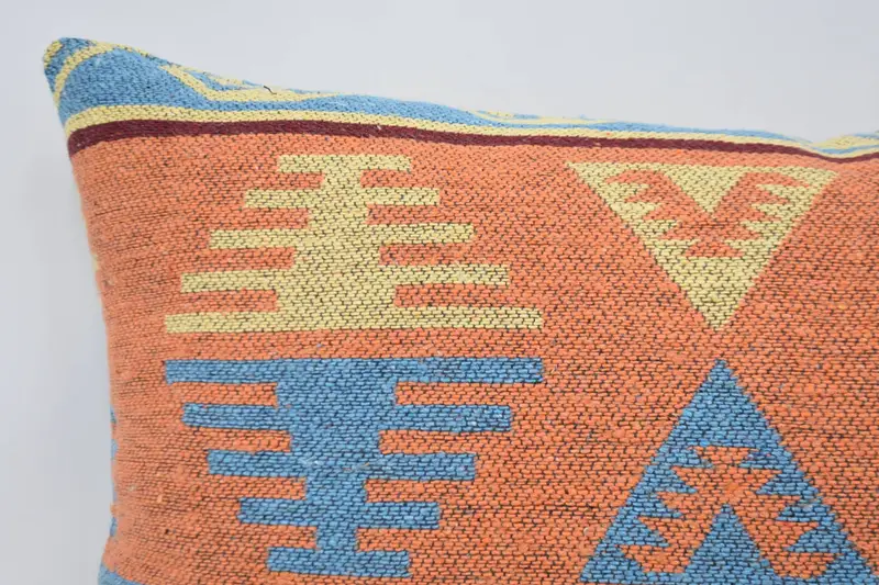 Vintage Kilim Throw Pillow, Wholesale Cushion Case, 16x24 Orange Cushion Cover, Boho Chic Cushion, Turkish Kilim Pillow, Vintage Pillow, Pillow - 2
