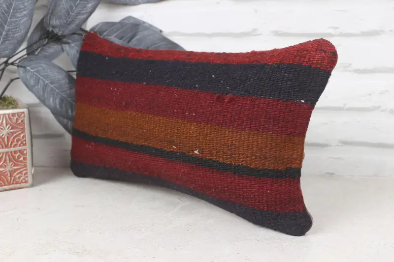Antique Pillows, Accent Pillow Cover, Patio Pillow, Boho Chic Pillow Case, Pillow for Sofa, Boho Pillow Sham Cover, 8x16 Red Cushion, Cushion Cover - 4