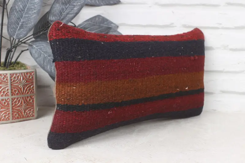 Antique Pillows, Accent Pillow Cover, Patio Pillow, Boho Chic Pillow Case, Pillow for Sofa, Boho Pillow Sham Cover, 8x16 Red Cushion, Cushion Cover - 3
