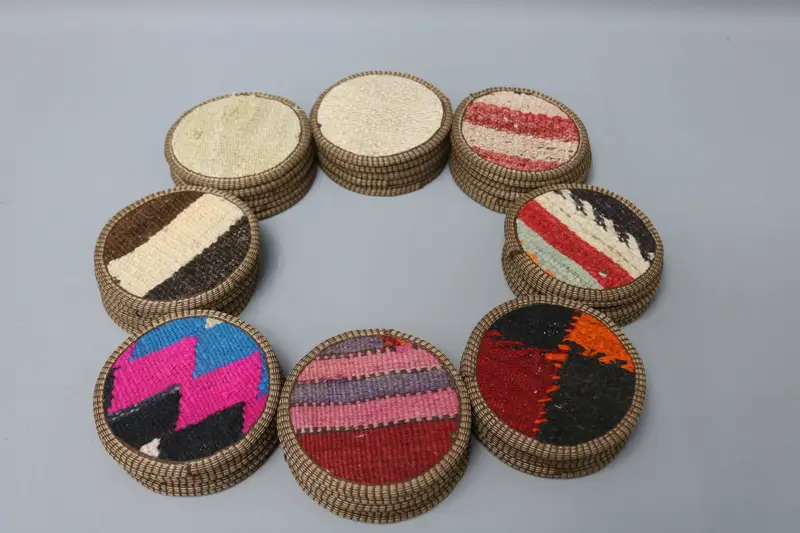 Runder Untersetzer mit böhmischem Muster, rutschfester, waschbarer Untersetzer