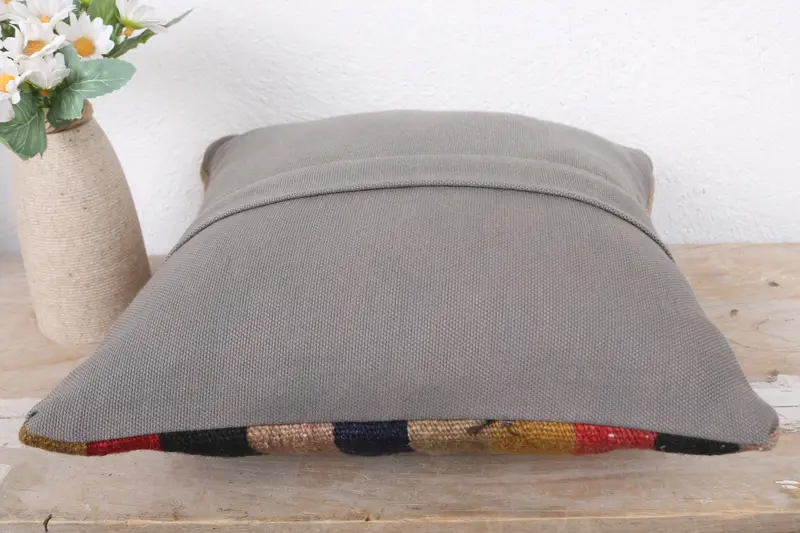 Pillow, 12x12 Blue Pillow Cover, Kilim Rug Pillow Sham, Gift Pillow, Pattern Throw Cushion Case, Vintage Kilim Pillow, Kilim Cushion Sham - 7