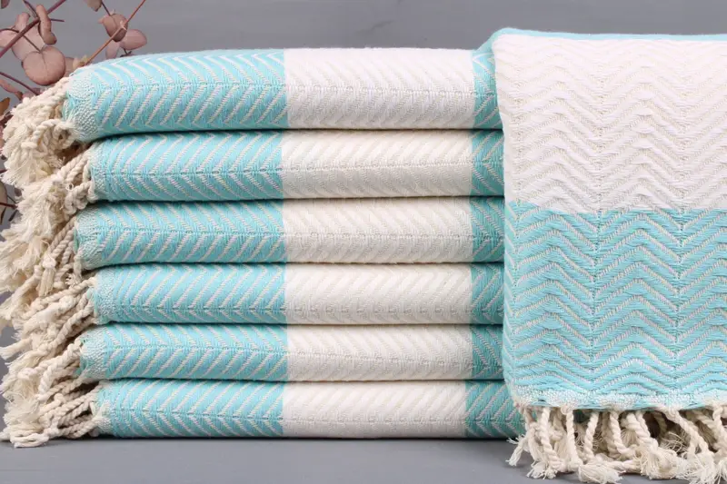 Personalized Turkish Towel, Chevron Pattern, Beige, 40x71 Inches