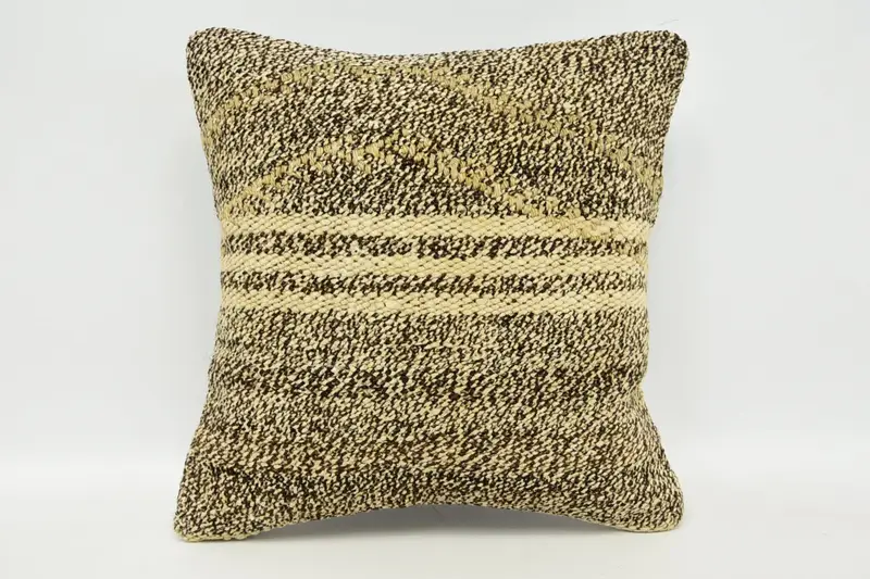 Pillow Cover, Boho Pillow Sham Cover, One Of A Kind Pillow Cover, 12x12 Brown Cushion, Pillow for Couch, Vintage Pillow Cover, Kilim Pillow Cover - 1