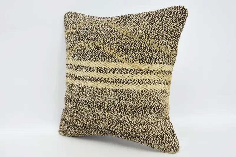 Pillow Cover, Boho Pillow Sham Cover, One Of A Kind Pillow Cover, 12x12 Brown Cushion, Pillow for Couch, Vintage Pillow Cover, Kilim Pillow Cover - 4