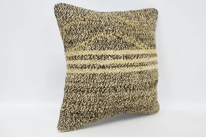 Pillow Cover, Boho Pillow Sham Cover, One Of A Kind Pillow Cover, 12x12 Brown Cushion, Pillow for Couch, Vintage Pillow Cover, Kilim Pillow Cover - 3