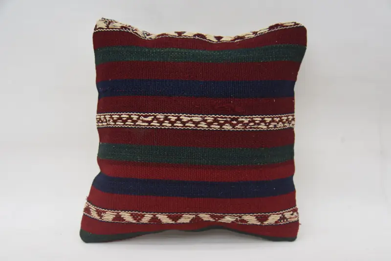 12x12 Red Cushion, Boho Pillow Sham Cover, Kilim Cushion Sham, Cushion Cover, Neutral Throw Pillow Case, Vintage Pillow, Car Cushion Cover - 1
