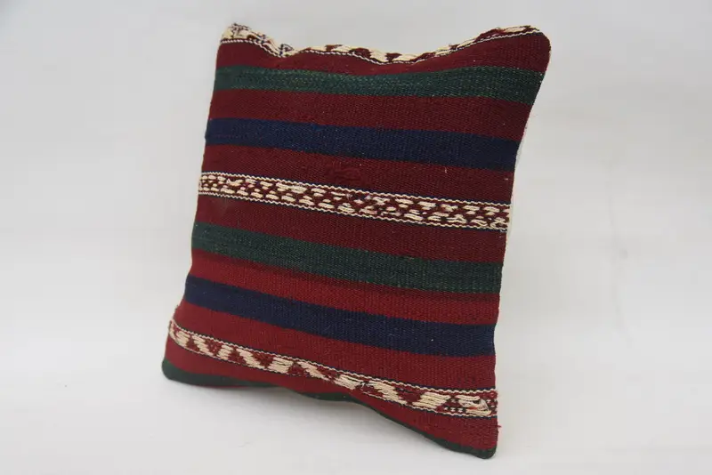 12x12 Red Cushion, Boho Pillow Sham Cover, Kilim Cushion Sham, Cushion Cover, Neutral Throw Pillow Case, Vintage Pillow, Car Cushion Cover - 3