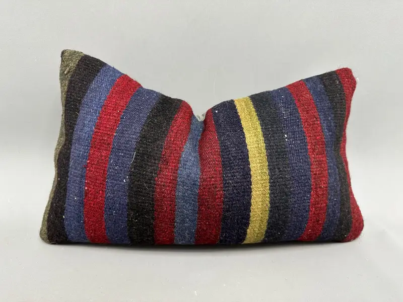 Bolster Throw Pillow Sham, Home Decor Pillow, Pillow Case, Ethnic Pillow Case, Kilim Pillow Cover, Kilim Pillow, 12x20 Purple Cushion - 1