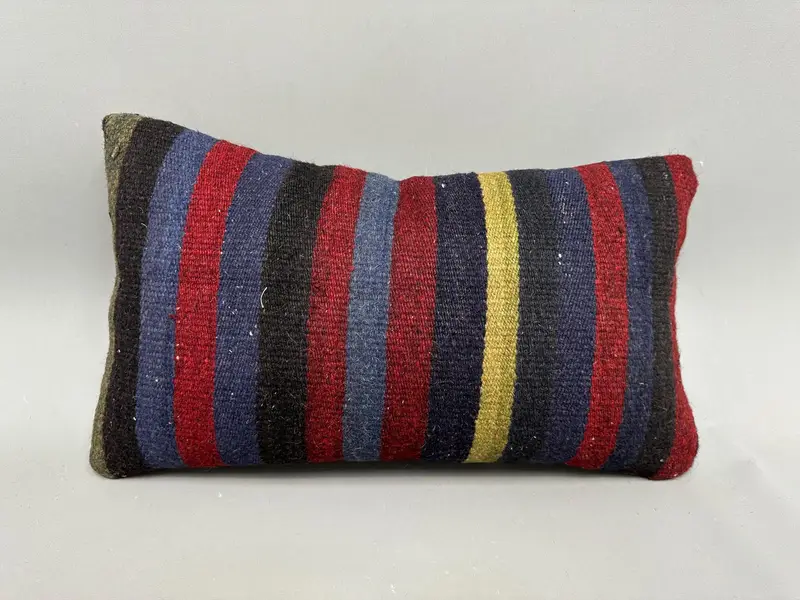 Bolster Throw Pillow Sham, Home Decor Pillow, Pillow Case, Ethnic Pillow Case, Kilim Pillow Cover, Kilim Pillow, 12x20 Purple Cushion - 4