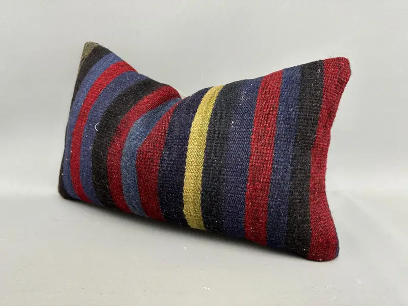 Bolster Throw Pillow Sham, Home Decor Pillow, Pillow Case, Ethnic Pillow Case, Kilim Pillow Cover, Kilim Pillow, 12x20 Purple Cushion - 3