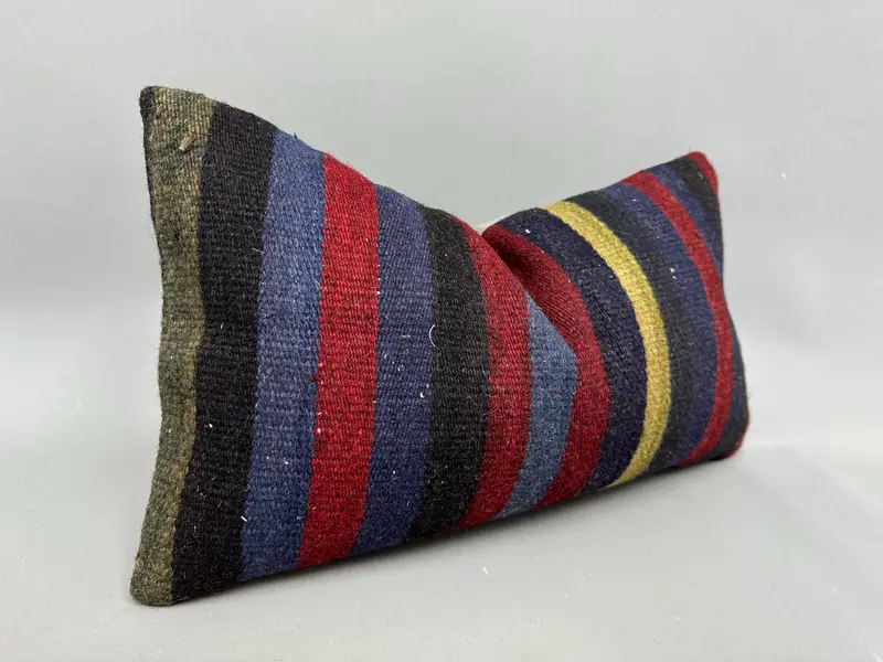 Bolster Throw Pillow Sham, Home Decor Pillow, Pillow Case, Ethnic Pillow Case, Kilim Pillow Cover, Kilim Pillow, 12x20 Purple Cushion - 2