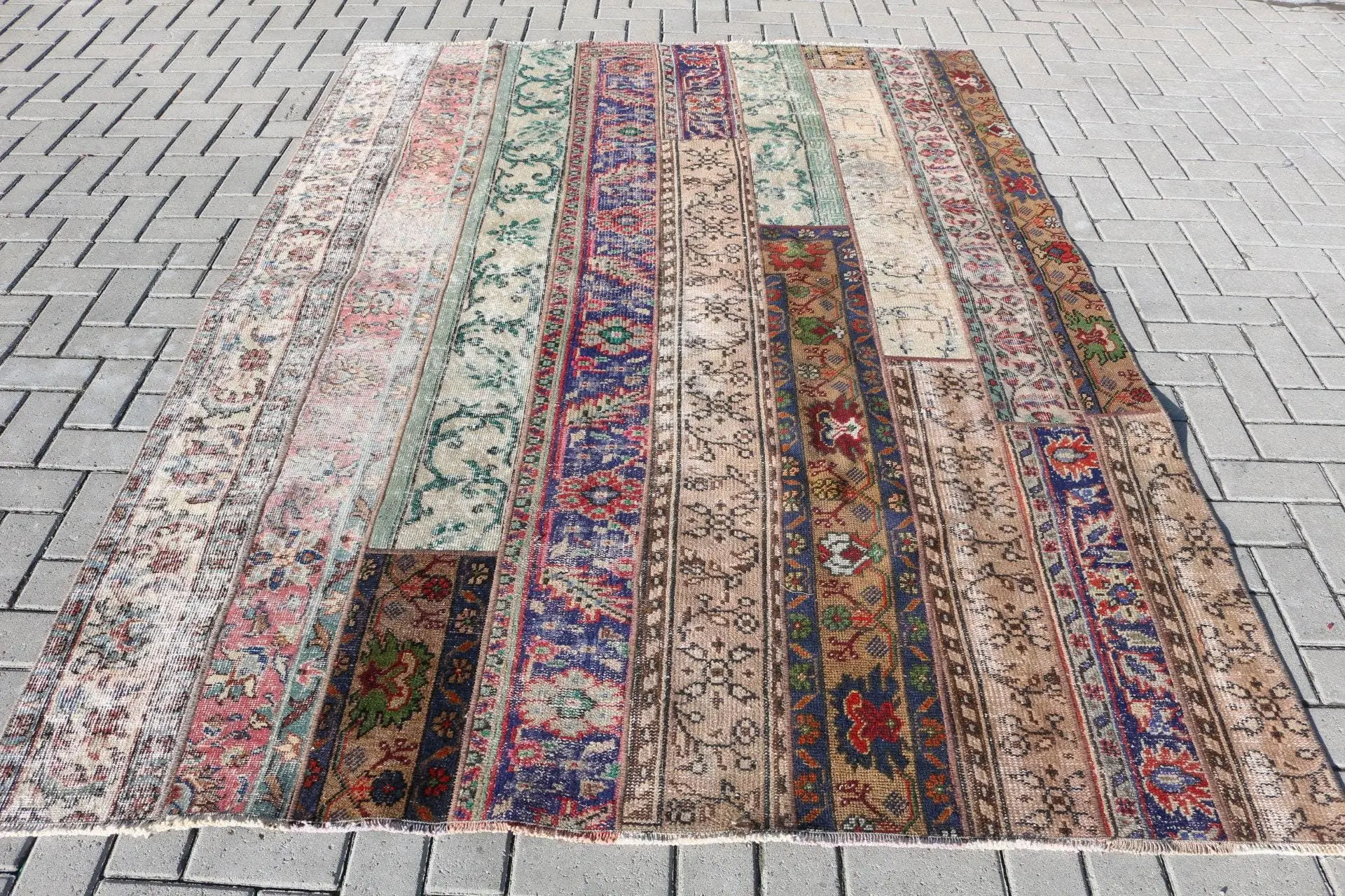 Halı, 5.9x8.1 ft Türk Halısı, Mavi Hayvan Baskılı Halı Yün - 1