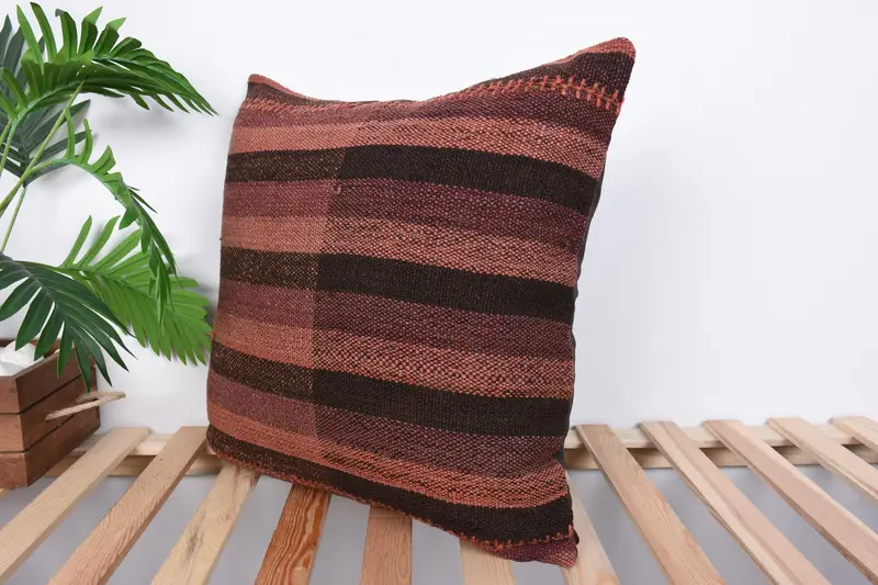 20x20 Brown Cushion Cover, Kilim Cushion Sham, Pillow Cover, Kilim Pillow, Car Pillow, Gift Pillow, Wholesale Pillow Sham, Neutral Cushion - 5