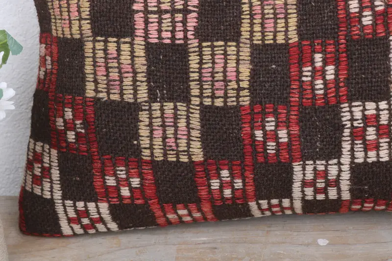 Bed Pillow Cover, Vintage Kilim Pillow, Gift Pillow, 12x20 Brown Cushion Cover, Home Decor Pillow, Lounge Throw Pillow, Cushion Cover - 3