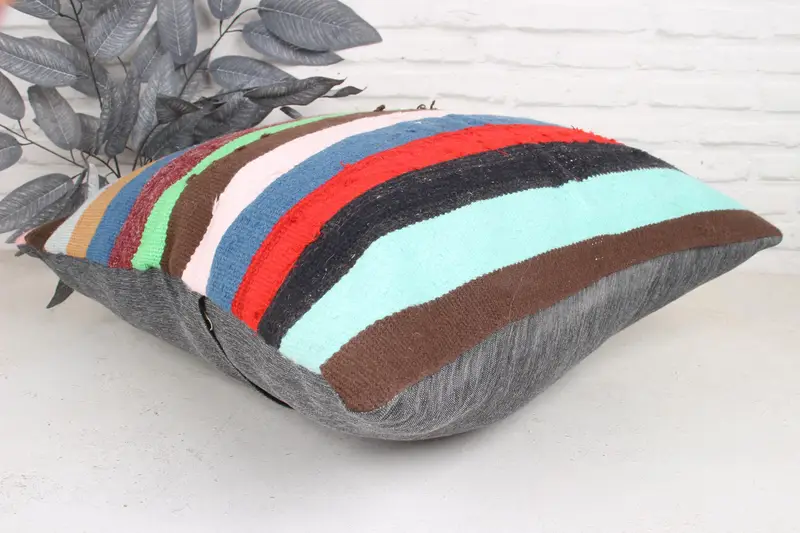Cushion, Pillow for Sofa, Home Decor Pillow, 24x24 Green Pillow Case, Kilim Cushion Sham, Meditation Pillow Cover, Muted Cushion Case - 6