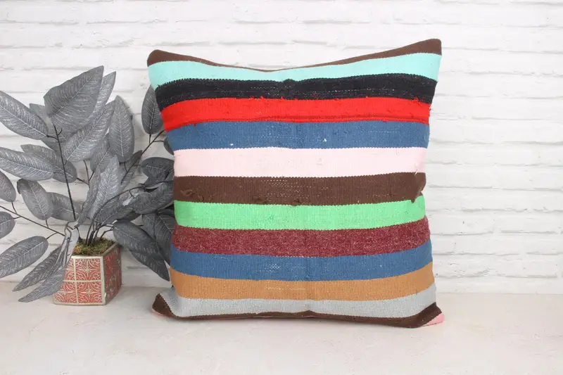 Cushion, Pillow for Sofa, Home Decor Pillow, 24x24 Green Pillow Case, Kilim Cushion Sham, Meditation Pillow Cover, Muted Cushion Case - 1