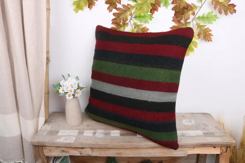 Interior Designer Pillow, Antique Pillows, Aztec Pillow Case, Outdoor Pillow Cover, 18x18 Red Cushion Case, Cushion Case, Throw Kilim Pillow - 4