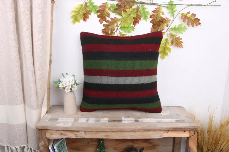 Interior Designer Pillow, Antique Pillows, Aztec Pillow Case, Outdoor Pillow Cover, 18x18 Red Cushion Case, Cushion Case, Throw Kilim Pillow - 1