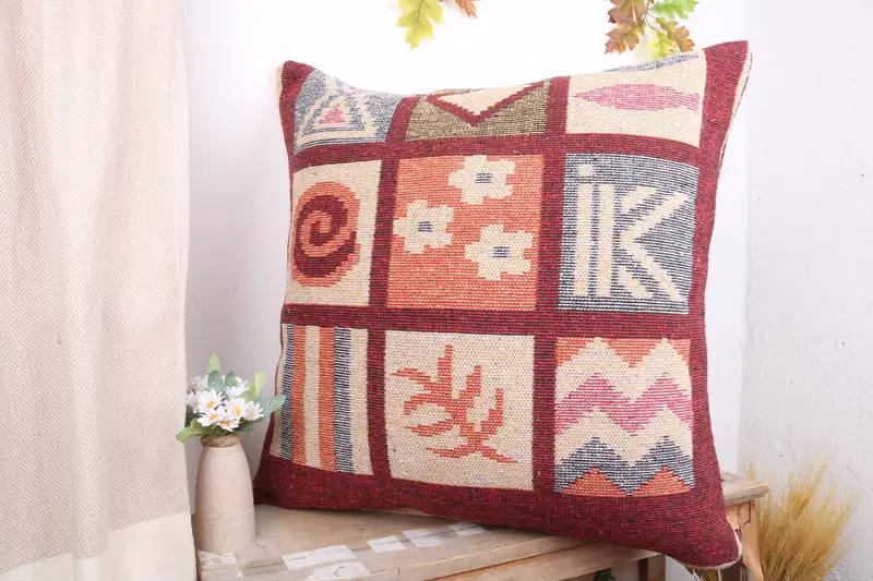 Throw Kilim Pillow, 28x28 Blue Pillow Sham, Pillow Case, Christmas Pillow Sham, Interior Designer Pillow, Turkish Pillow, Hippie Throw Cushion Case - 4