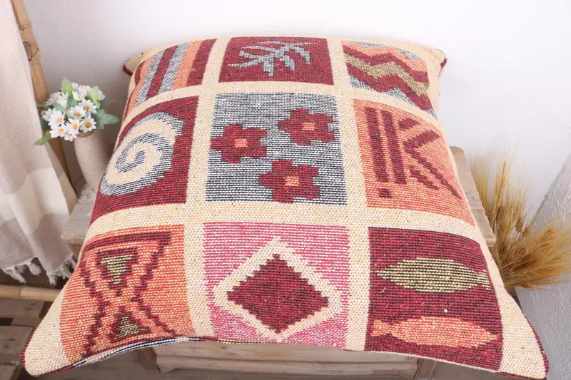 Throw Kilim Pillow, 28x28 Blue Pillow Sham, Pillow Case, Christmas Pillow Sham, Interior Designer Pillow, Turkish Pillow, Hippie Throw Cushion Case - 7