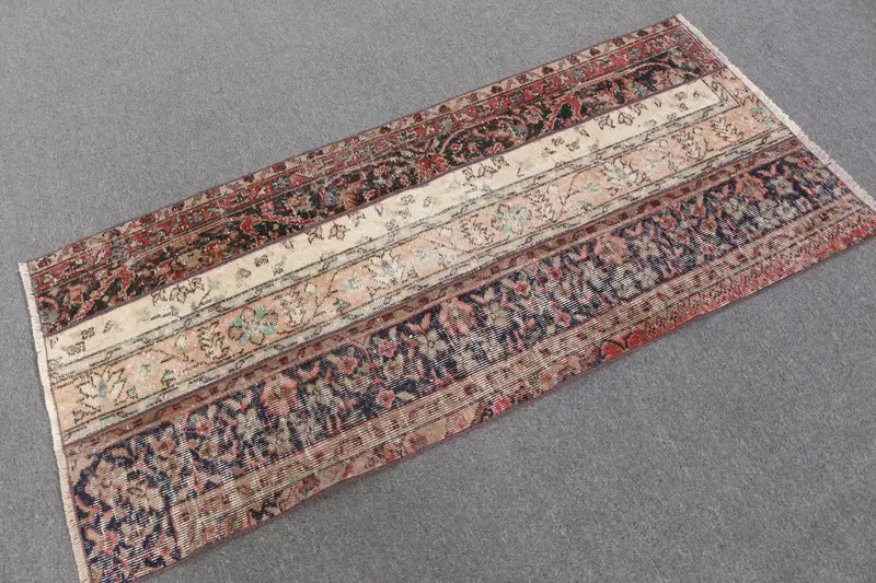 Vintage Türk Halısı, 2.5x5.4 ft Oushak Halı, Kırmızı Küçük Kamuflaj Halı - 1