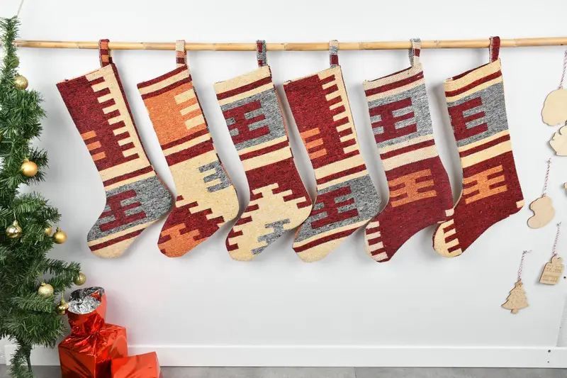 Festive Christmas Ornaments Pattern, 8 Inch Wide Christmas Stocking